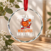 Basketball Lover Hoops Player Gift Glass Ornament - Material: Circle Glass Ornament