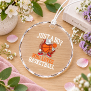 Basketball Lover Hoops Player Gift Glass Ornament - Material: Circle Glass Ornament