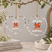 Basketball Lover Hoops Player Gift Glass Ornament - Material: Heart Glass Ornament
