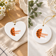 Basketball Player Eat Sleep Repeat Glass Ornament - Material: Heart Ceramic Ornament