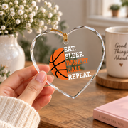 Basketball Player Eat Sleep Repeat Glass Ornament - Material: Heart Glass Ornament
