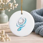 Basketball Player Sports Theme Keepsake Glass Ornament - Material: Circle Ceramic Ornament