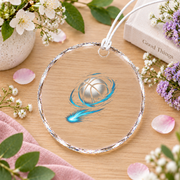 Basketball Player Sports Theme Keepsake Glass Ornament - Material: Circle Glass Ornament