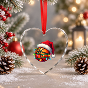 Basketball Santa Family Christmas Glass Ornament - Material: Heart Glass Ornament