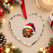Basketball Santa Family Christmas Glass Ornament - Material: Heart Glass Ornament