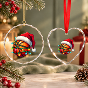 Basketball Santa Family Christmas Glass Ornament - Material: Heart Glass Ornament