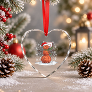 Basketball Snowman Christmas Sports Glass Ornament - Material: Heart Glass Ornament