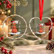 Basketball Snowman Christmas Sports Glass Ornament - Material: Heart Glass Ornament