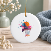 Basketball Team Splash Player Design Glass Ornament - Material: Circle Ceramic Ornament