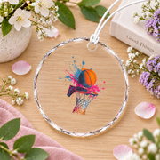 Basketball Team Splash Player Design Glass Ornament - Material: Circle Glass Ornament