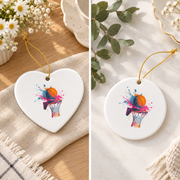 Basketball Team Splash Player Design Glass Ornament - Material: Heart Ceramic Ornament