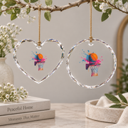 Basketball Team Splash Player Design Glass Ornament - Material: Heart Glass Ornament