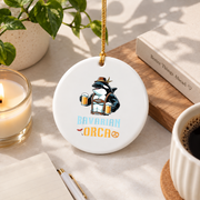 Bavarian Beer Orca Oktoberfest Festival Glass Ornament - Material: Circle Ceramic Ornament