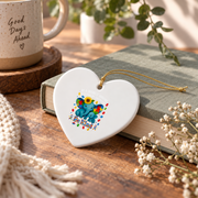 Be Kind Elephant Autism Awareness Ornament Glass Ornament - Material: Heart Ceramic Ornament