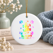 Be Kind Puzzle Piece Autism Ornament Glass Ornament - Material: Circle Ceramic Ornament