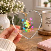 Be Kind Puzzle Piece Autism Ornament Glass Ornament - Material: Heart Glass Ornament