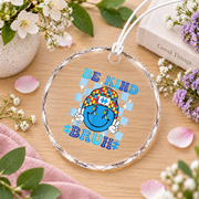 Be Kind Smile Face Autism Ornament Glass Ornament - Material: Circle Glass Ornament