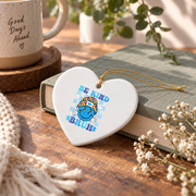 Be Kind Smile Face Autism Ornament Glass Ornament - Material: Heart Ceramic Ornament