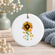 Be Kind Sunflower ASL Sign Language Glass Ornament - Material: Circle Ceramic Ornament