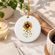 Be Kind Sunflower ASL Sign Language Glass Ornament - Material: Circle Ceramic Ornament
