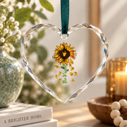 Be Kind Sunflower ASL Sign Language Glass Ornament - Material: Heart Glass Ornament