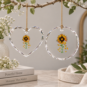 Be Kind Sunflower ASL Sign Language Glass Ornament - Material: Heart Glass Ornament