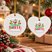 Be Nice Accountant Santa Watching Glass Ornament - Material: Heart Ceramic Ornament
