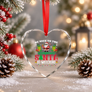 Be Nice Accountant Santa Watching Glass Ornament - Material: Heart Glass Ornament