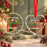 Be Nice Accountant Santa Watching Glass Ornament - Material: Heart Glass Ornament