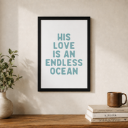 Beachy Christian Wall Art, Coastal Bible Verse Quote Poster - Format: Black Framed Poster