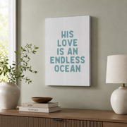 Beachy Christian Wall Art, Coastal Bible Verse Quote Poster - Format: Stretched Canvas