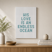 Beachy Christian Wall Art, Coastal Bible Verse Quote Poster - Format: Stretched Canvas