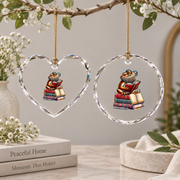 Bearded Dragon Reading Books Book Lover Glass Ornament - Material: Heart Glass Ornament