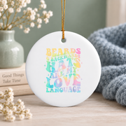 Beards Backwards Hats Hippie Quote Glass Ornament - Material: Circle Ceramic Ornament