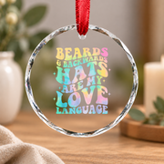 Beards Backwards Hats Hippie Quote Glass Ornament - Material: Circle Glass Ornament