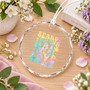 Beards Backwards Hats Hippie Quote Glass Ornament - Material: Circle Glass Ornament