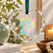 Beards Backwards Hats Hippie Quote Glass Ornament - Material: Heart Glass Ornament