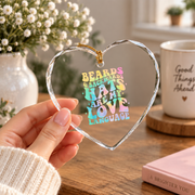 Beards Backwards Hats Hippie Quote Glass Ornament - Material: Heart Glass Ornament