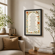 Beatitudes Christian Wall Art, Vintage Floral Bird Matthew 5 Poster - Format: Black Framed Poster