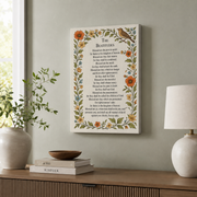 Beatitudes Christian Wall Art, Vintage Floral Bird Matthew 5 Poster - Format: Stretched Canvas