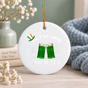 Beer Drinking Funny Liver Quote Glass Ornament - Material: Circle Ceramic Ornament
