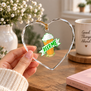 Beer Me Funny Drinking Gift Glass Ornament - Material: Heart Glass Ornament