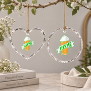 Beer Me Funny Drinking Gift Glass Ornament - Material: Heart Glass Ornament