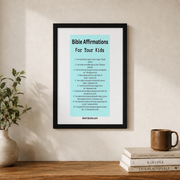 Bible Affirmations For Kids Christian Wall Art, Encouraging Scripture Poster - Format: Black Framed Poster