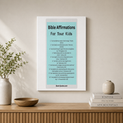 Bible Affirmations For Kids Christian Wall Art, Encouraging Scripture Poster - Format: Stretched Canvas