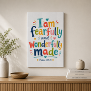 Bible Verse Nursery Wall Art Set, Colorful Christian Kids Posters - Format: Stretched Canvas