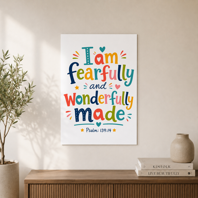 Bible Verse Nursery Wall Art Set, Colorful Christian Kids Posters - Format: Unframed Paper Poster
