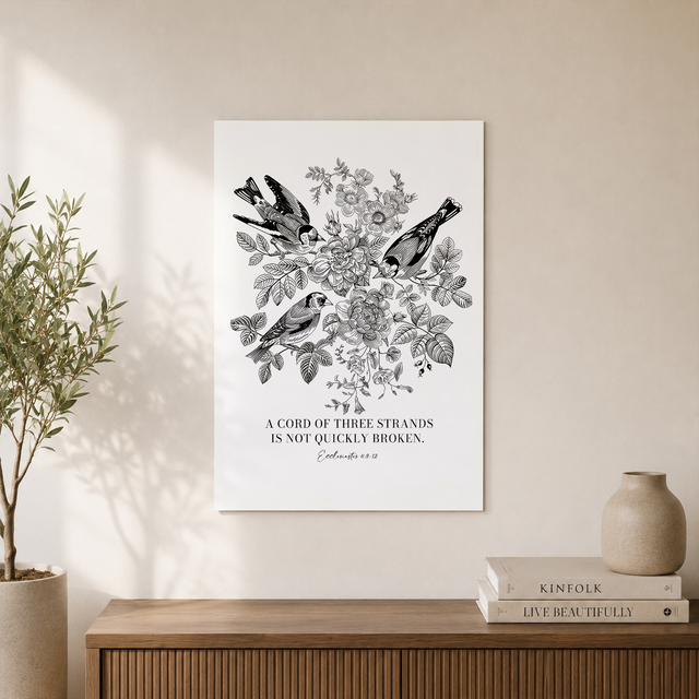 Bible Verse Wall Art, Ecclesiastes 4:9-12 A Cord Of Three Scripture Quote Print, Christian Biblical Wedding Gift, Bird Vintage Home Decor Wall Art, Modern Wall Decor, 16x24 UNFRAMED - Format: Unframed Paper Poster