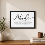Bible Verse Wall Art John 15 Nkjv, Abide Quote, Scripture Print, Modern Farmhouse Decor Wall Art, Modern Wall Decor, 8x12 UNFRAMED - Format: Black Framed Poster