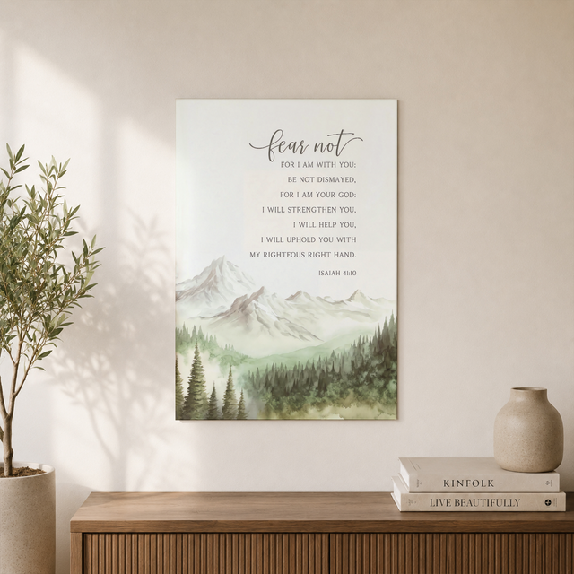 Bible Verse Wall Art Set, Fear Not Be Strong Trust In The Lord - Format: Unframed Paper Poster